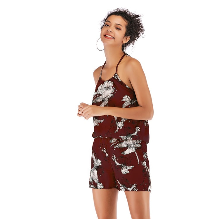 Sexy Open Back Chiffon Jumpsuit + Printed Suspenders Suit