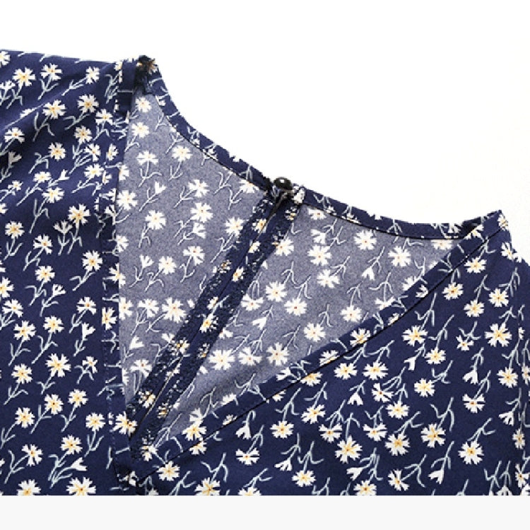 V-neck Short-sleeved Floral Chiffon Jumpsuit