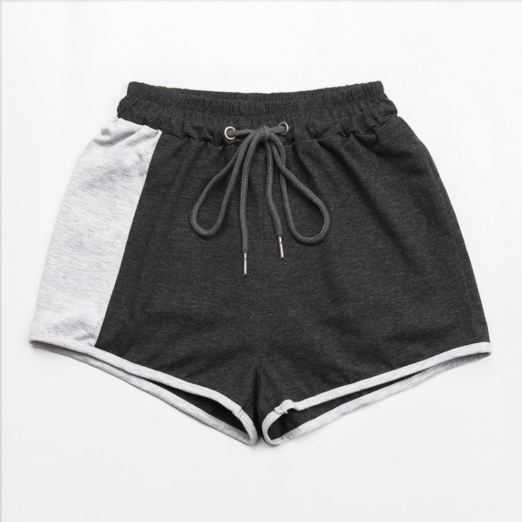 Ladies Contrasting Color Drawstring Sports Casual Shorts
