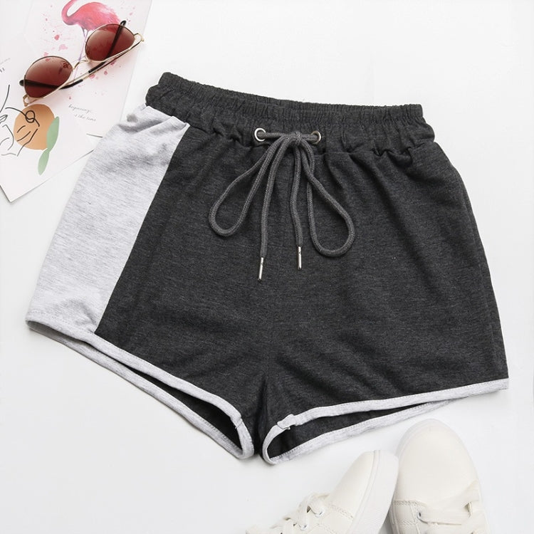 Ladies Contrasting Color Drawstring Sports Casual Shorts