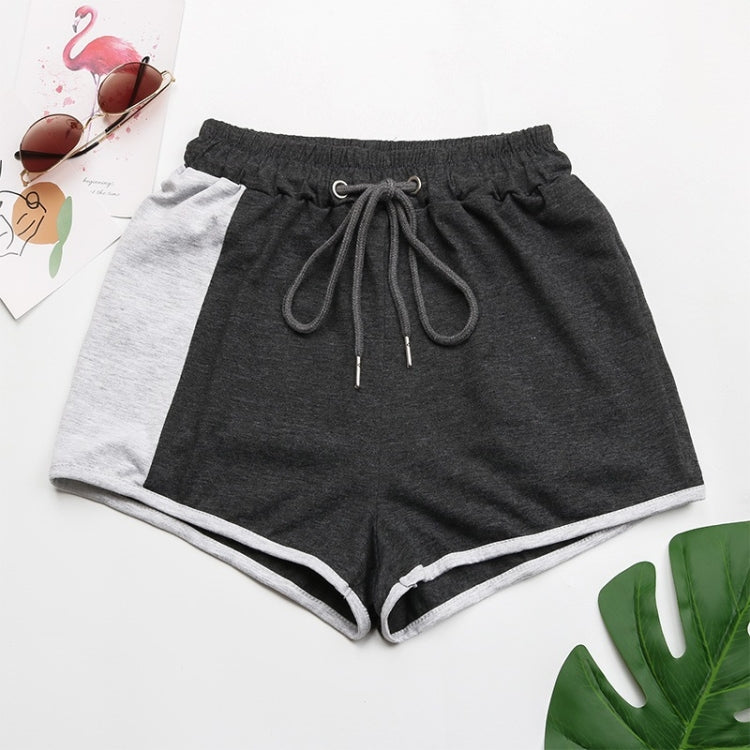 Ladies Contrasting Color Drawstring Sports Casual Shorts