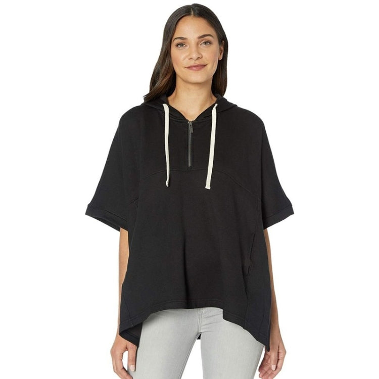 Irregular Bat Sleeve Cape Hooded Short Sleeve Sweatshirt for Ladies