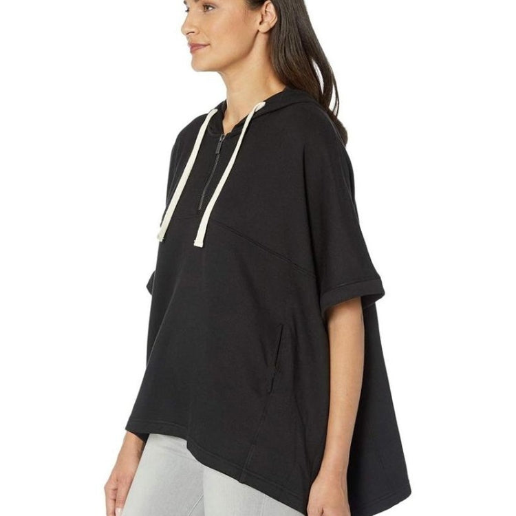 Irregular Bat Sleeve Cape Hooded Short Sleeve Sweatshirt for Ladies