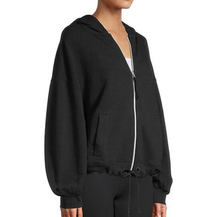 Solid Color Cotton Zipper Hooded Long-sleeved Sweater For Women