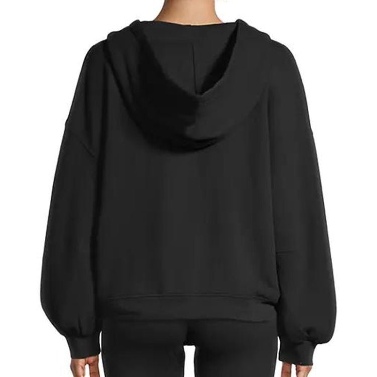 Solid Color Cotton Zipper Hooded Long-sleeved Sweater For Women