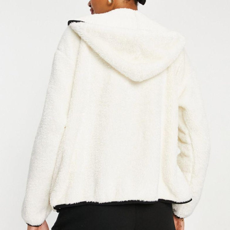 Autumn And Winter Double-faced Velvet Pocket Zipper Hooded Jacket for Ladies