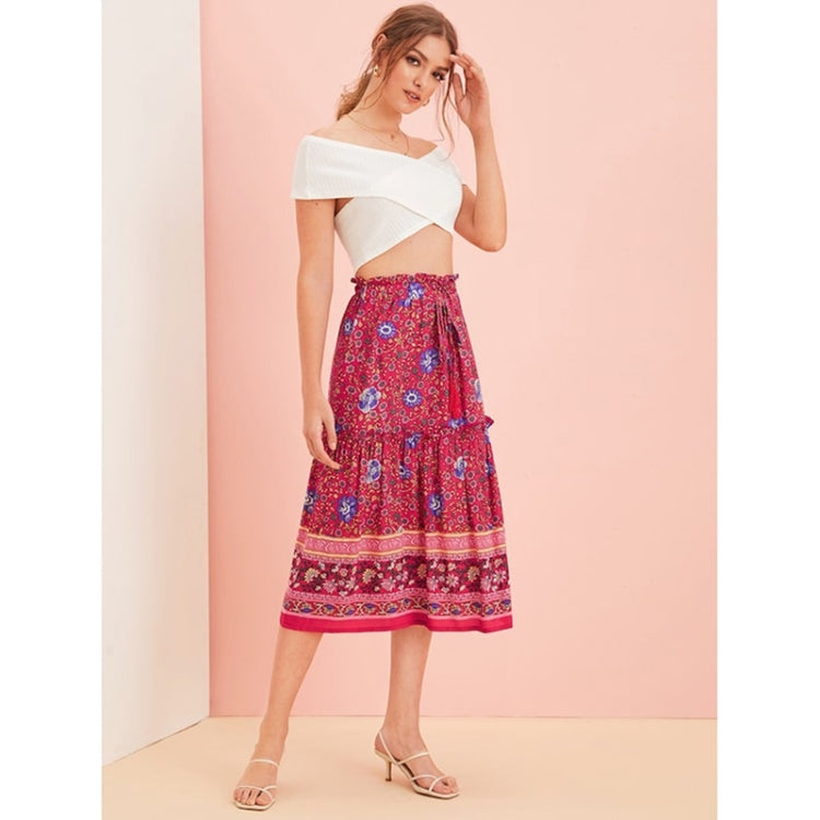 2 in 1 Pure Color Tube + Floral Long Skirt Set for Ladies