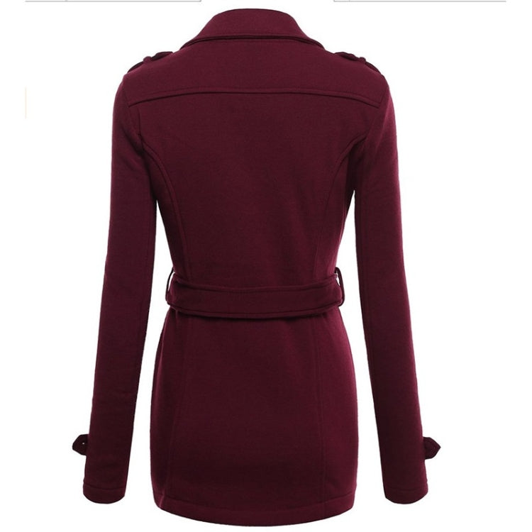 Solid Color Double-breasted Windbreaker Coat With Belt for Women
