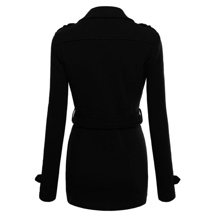 Solid Color Double-breasted Windbreaker Coat With Belt for Women