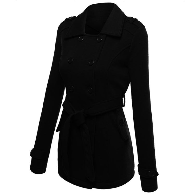 Solid Color Double-breasted Windbreaker Coat With Belt for Women