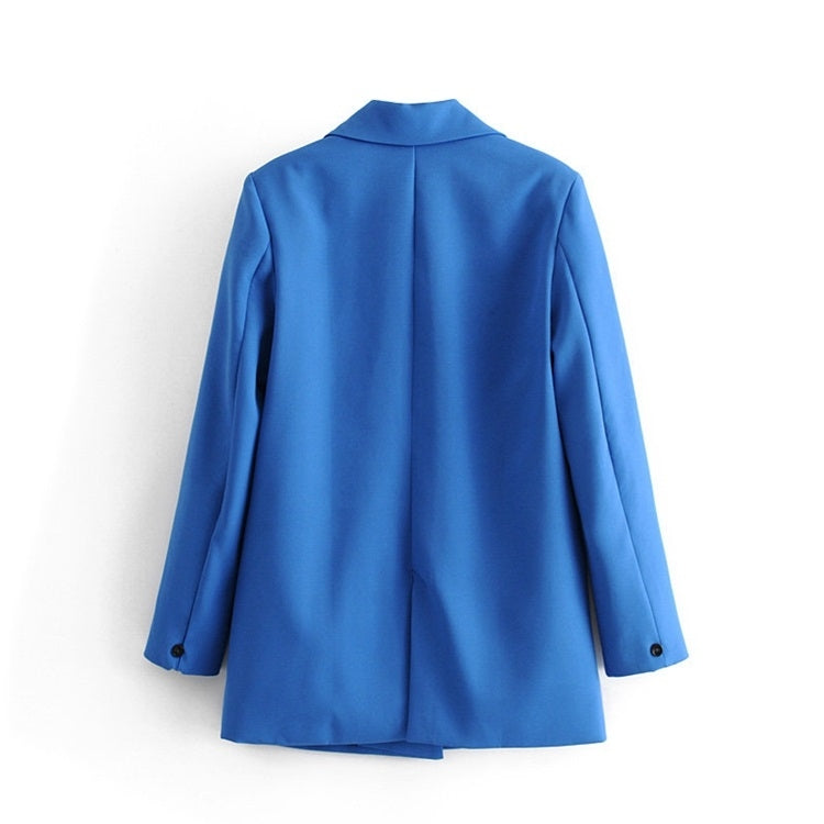 Solid Color Loose Long-sleeved Mid-length Suit Jacket for Women