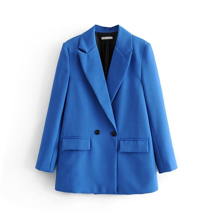 Solid Color Loose Long-sleeved Mid-length Suit Jacket for Women