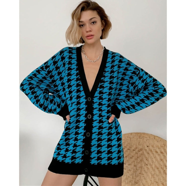 Loose V-neck Long-sleeved Knitted Cardigan Coat