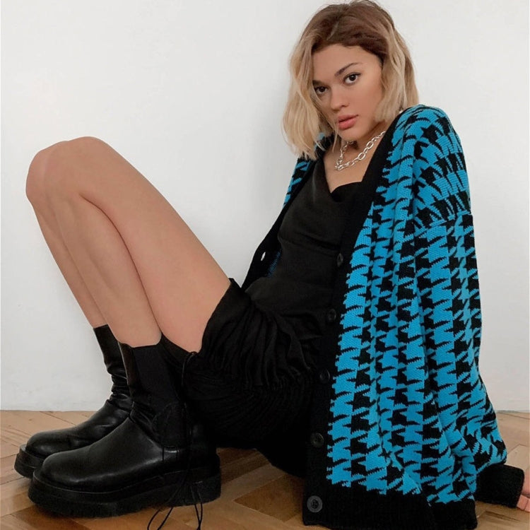 Loose V-neck Long-sleeved Knitted Cardigan Coat