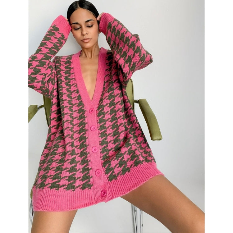 Loose V-neck Long-sleeved Knitted Cardigan Coat