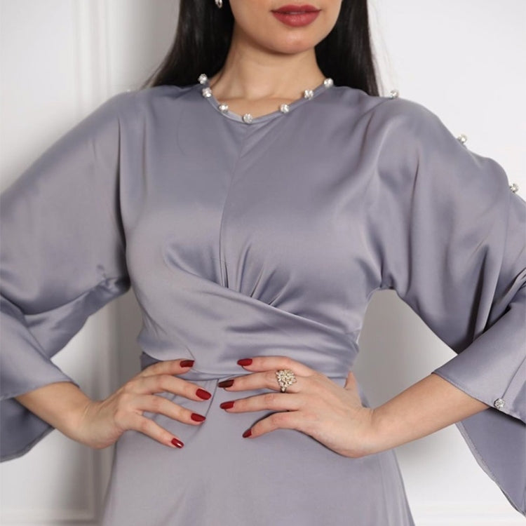 Women Satin Ruffle Sleeve Dress