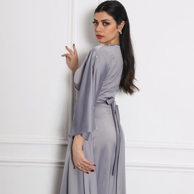 Women Satin Ruffle Sleeve Dress