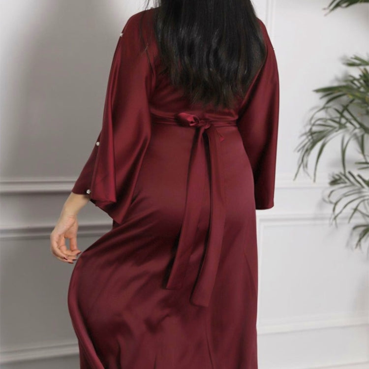 Women Satin Ruffle Sleeve Dress