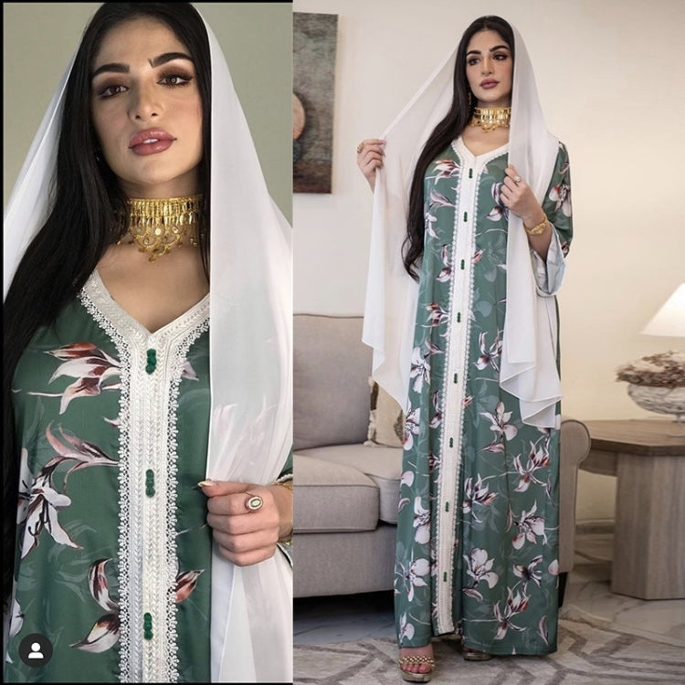 Women Printed Long Lace Dress