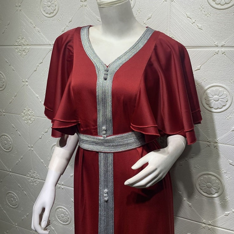 Women Lace Ribbon Robe Ruffle Sleeve Dress