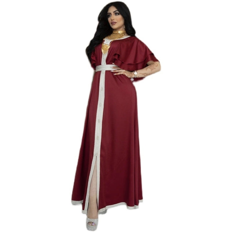 Women Lace Ribbon Robe Ruffle Sleeve Dress