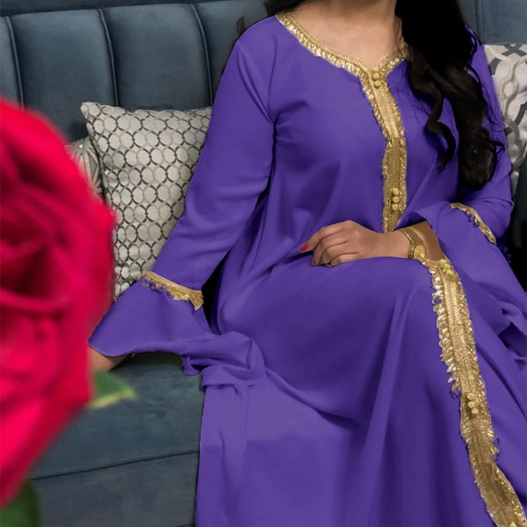 Women Ruffle Sleeve Embroidered Gold Lace Dress