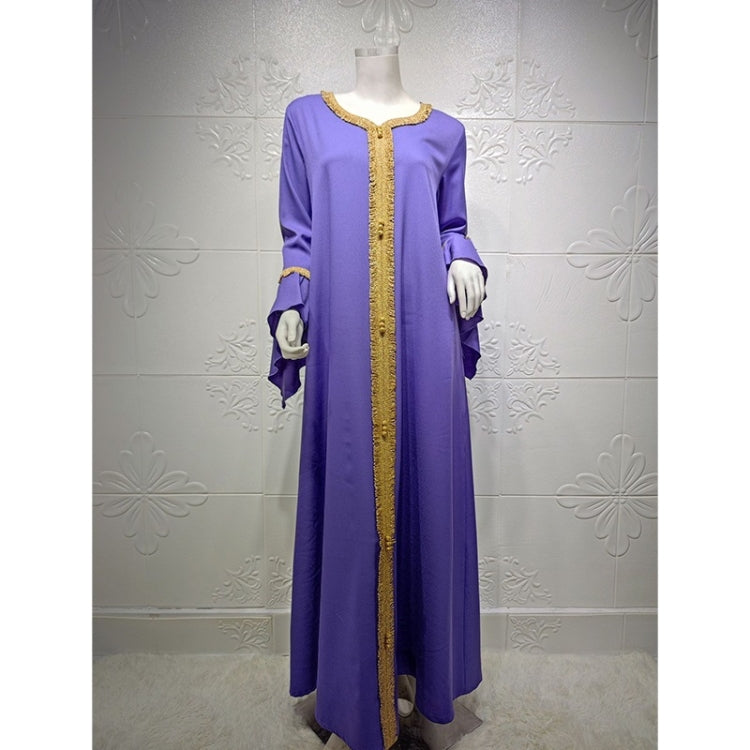 Women Ruffle Sleeve Embroidered Gold Lace Dress