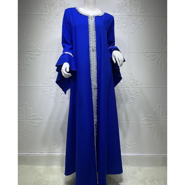 Women Ruffle Sleeve Embroidered Gold Lace Dress