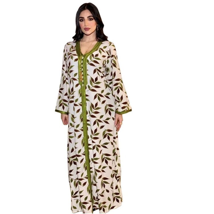 Women V-neck Print Long Dress