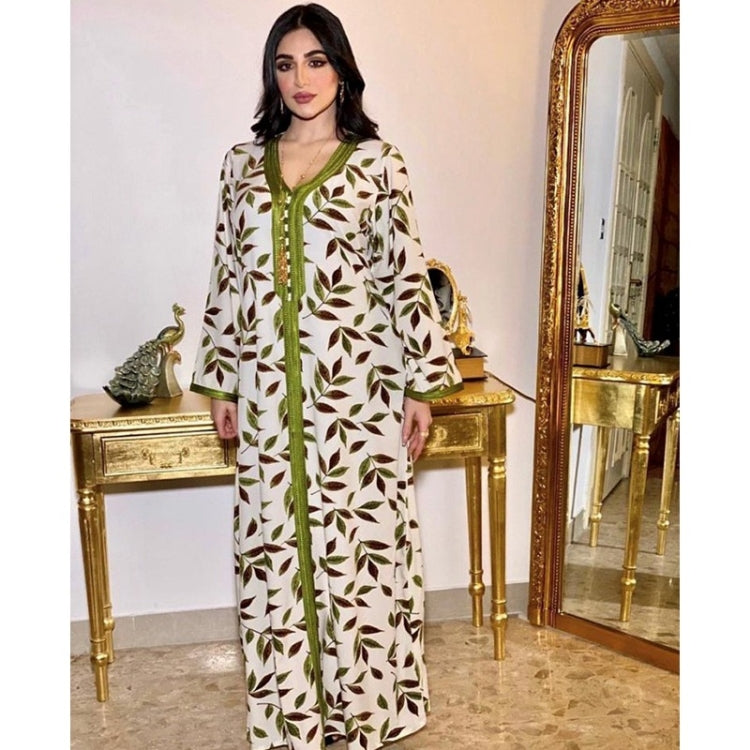 Women V-neck Print Long Dress