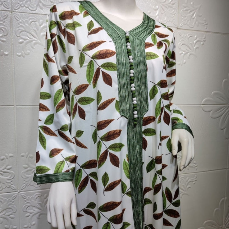 Women V-neck Print Long Dress
