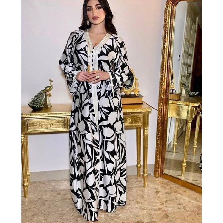 Women V-neck Printed Long Floral Dress
