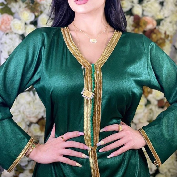 Women V-neck Solid Color Robe Dress