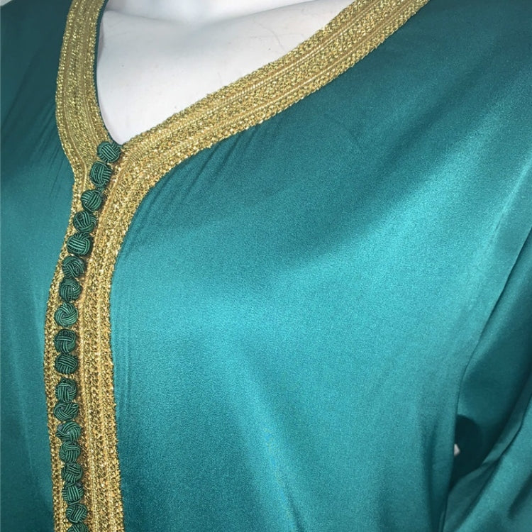 Women V-neck Solid Color Robe Dress