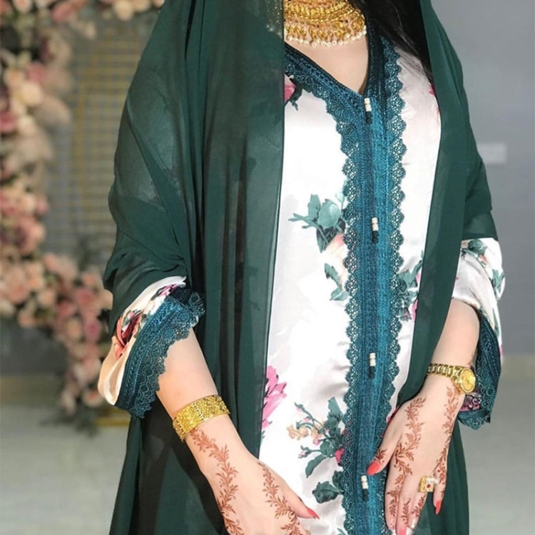 Women V-neck Printed Floral Robe Dress
