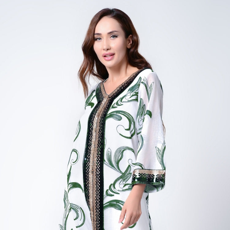 Women Printed Sequin Embroidered Robe