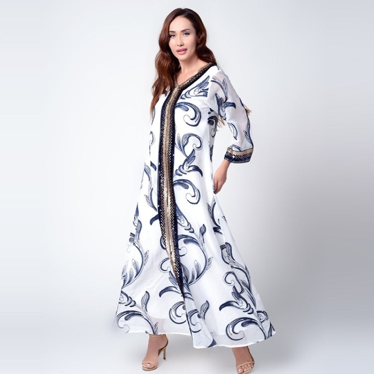 Women Printed Sequin Embroidered Robe
