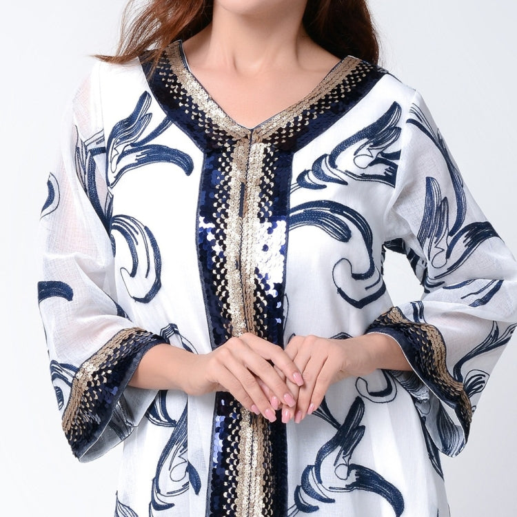 Women Printed Sequin Embroidered Robe