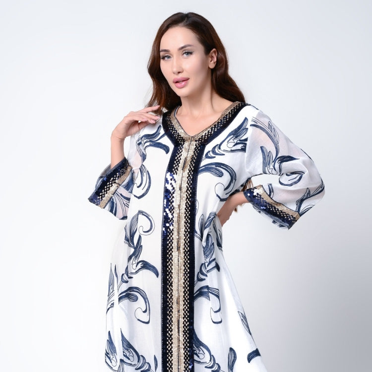Women Printed Sequin Embroidered Robe