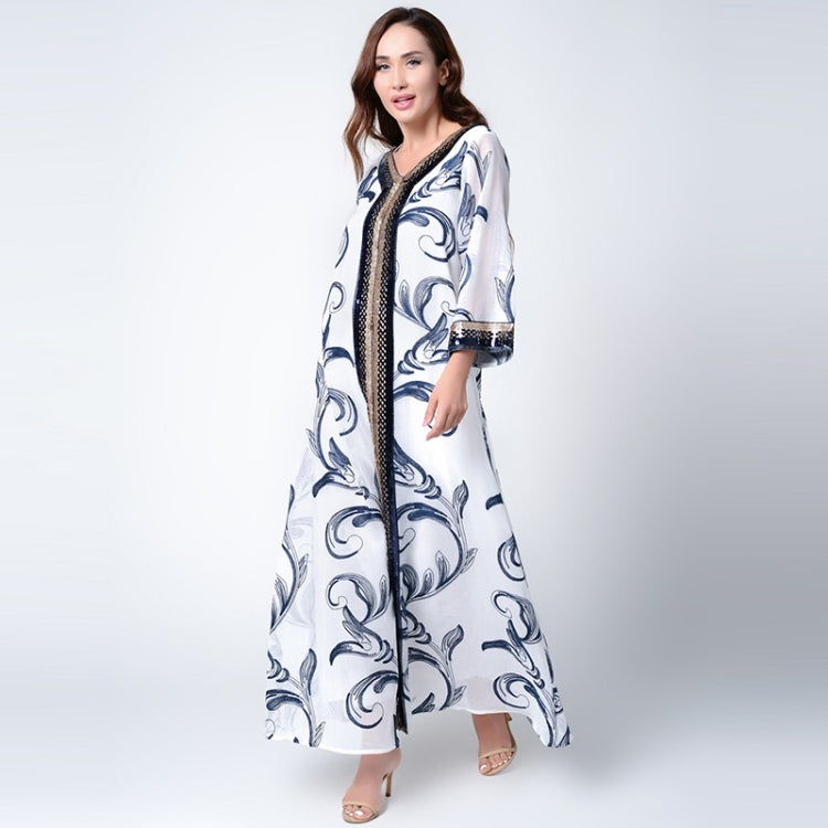 Women Printed Sequin Embroidered Robe