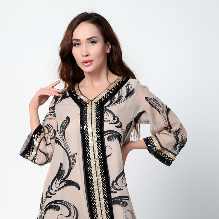 Women Printed Sequin Embroidered Robe