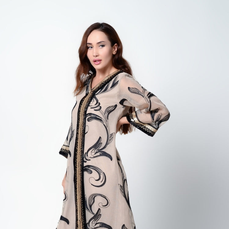 Women Printed Sequin Embroidered Robe