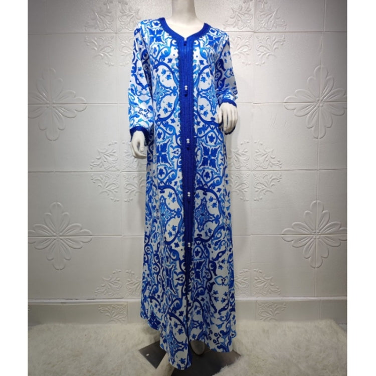 Women V-neck Printed Robe Dress