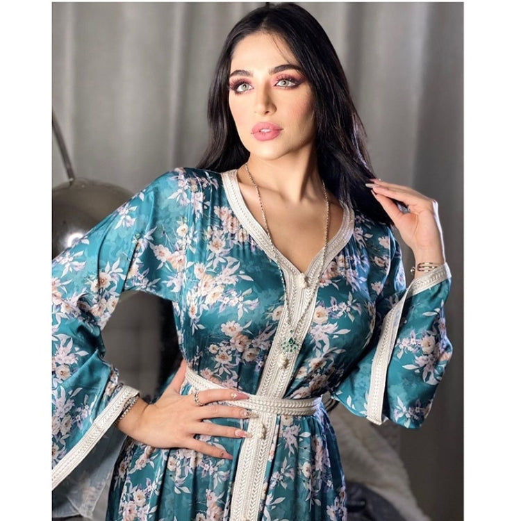 Women Printed Floral Lace Long Dress