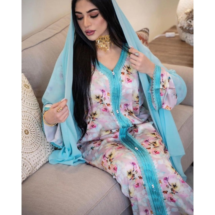 Women Ladies Lace Print Long Dress