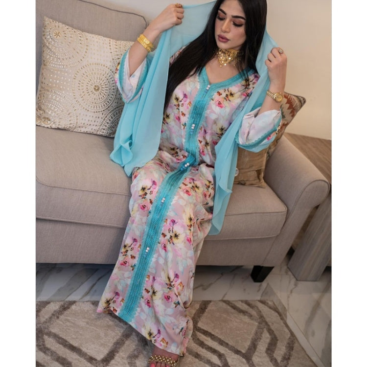 Women Ladies Lace Print Long Dress