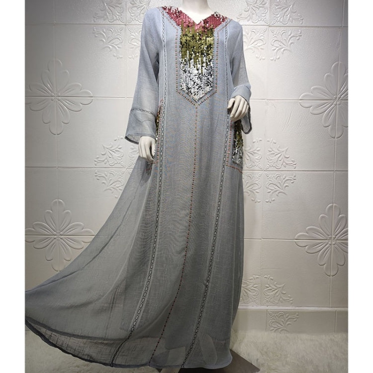 Women Sequin Embroidered Robe Dress