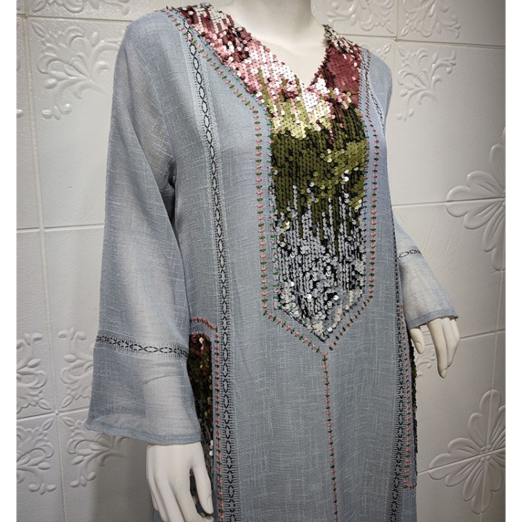 Women Sequin Embroidered Robe Dress