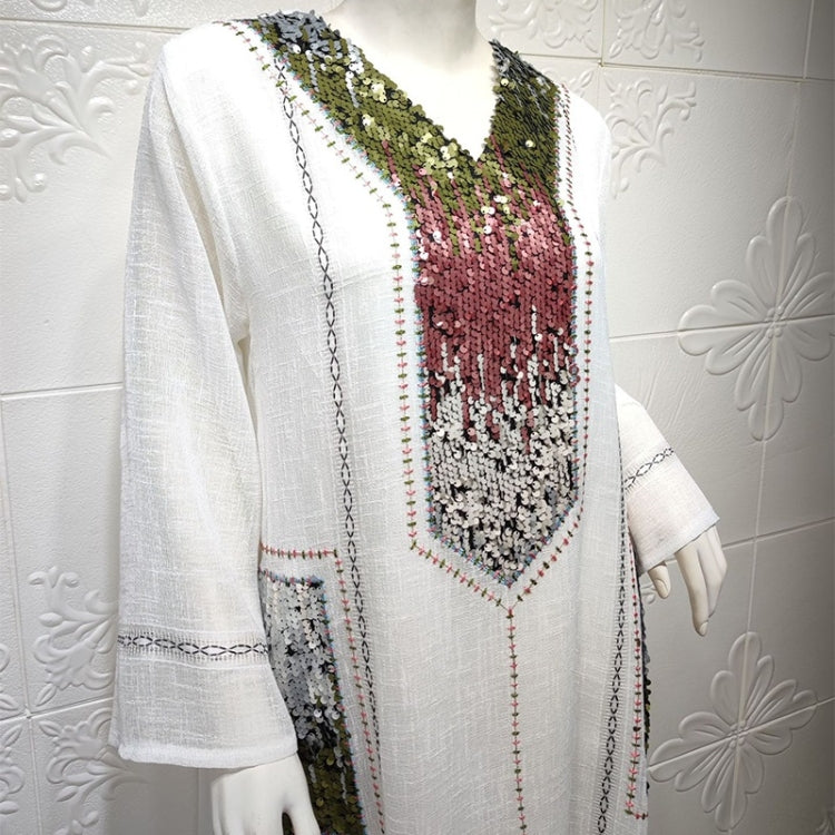 Women Sequin Embroidered Robe Dress