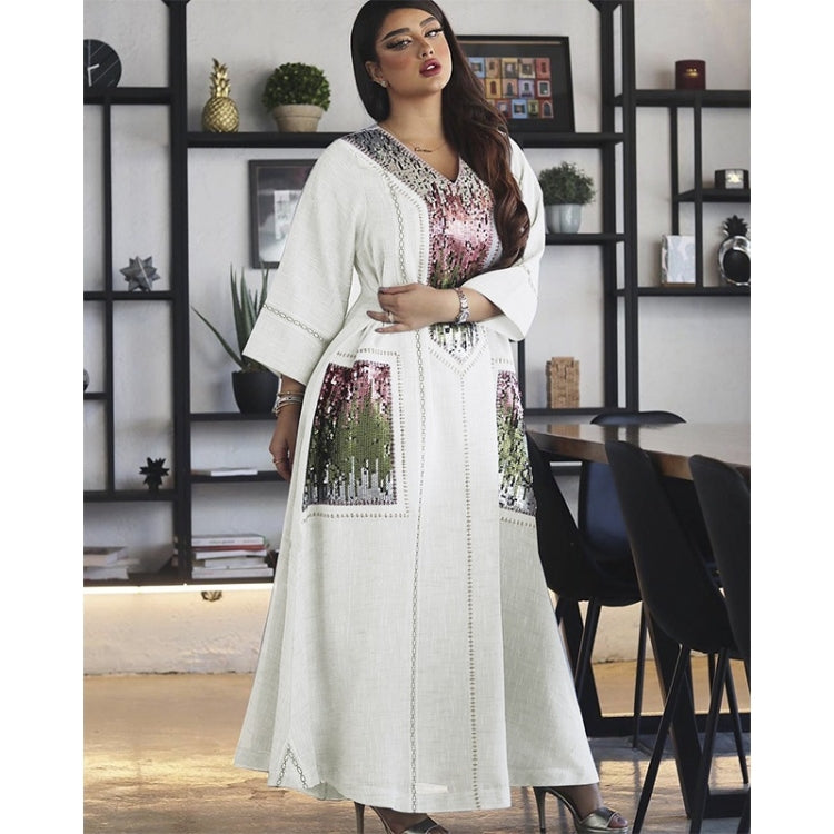 Women Sequin Embroidered Robe Dress